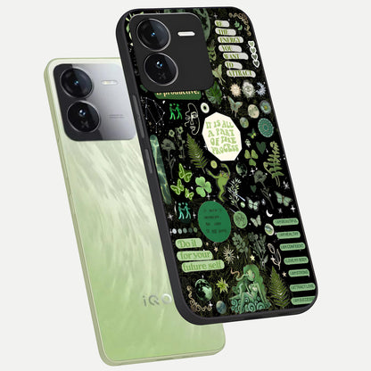  Green Mandala Pattern phone case For iQOO Z9 showing premium glass back cover with detailed artwork
