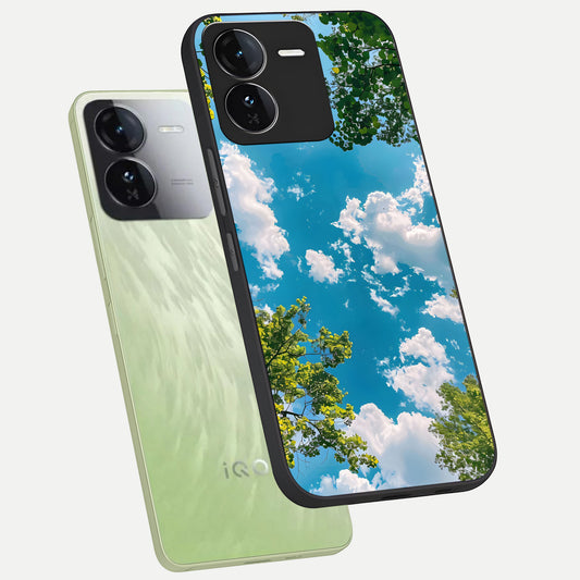  Green Moon Energy phone case For iQOO Z9 showing premium glass back cover with detailed artwork
