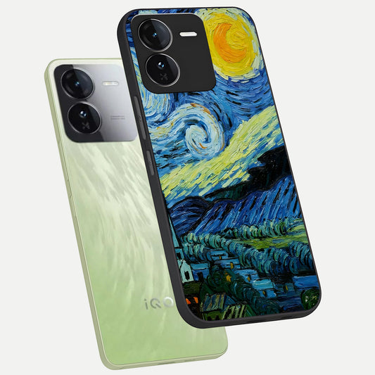  Inspired Van Gogh Art phone case For iQOO Z9 showing premium glass back cover with detailed artwork