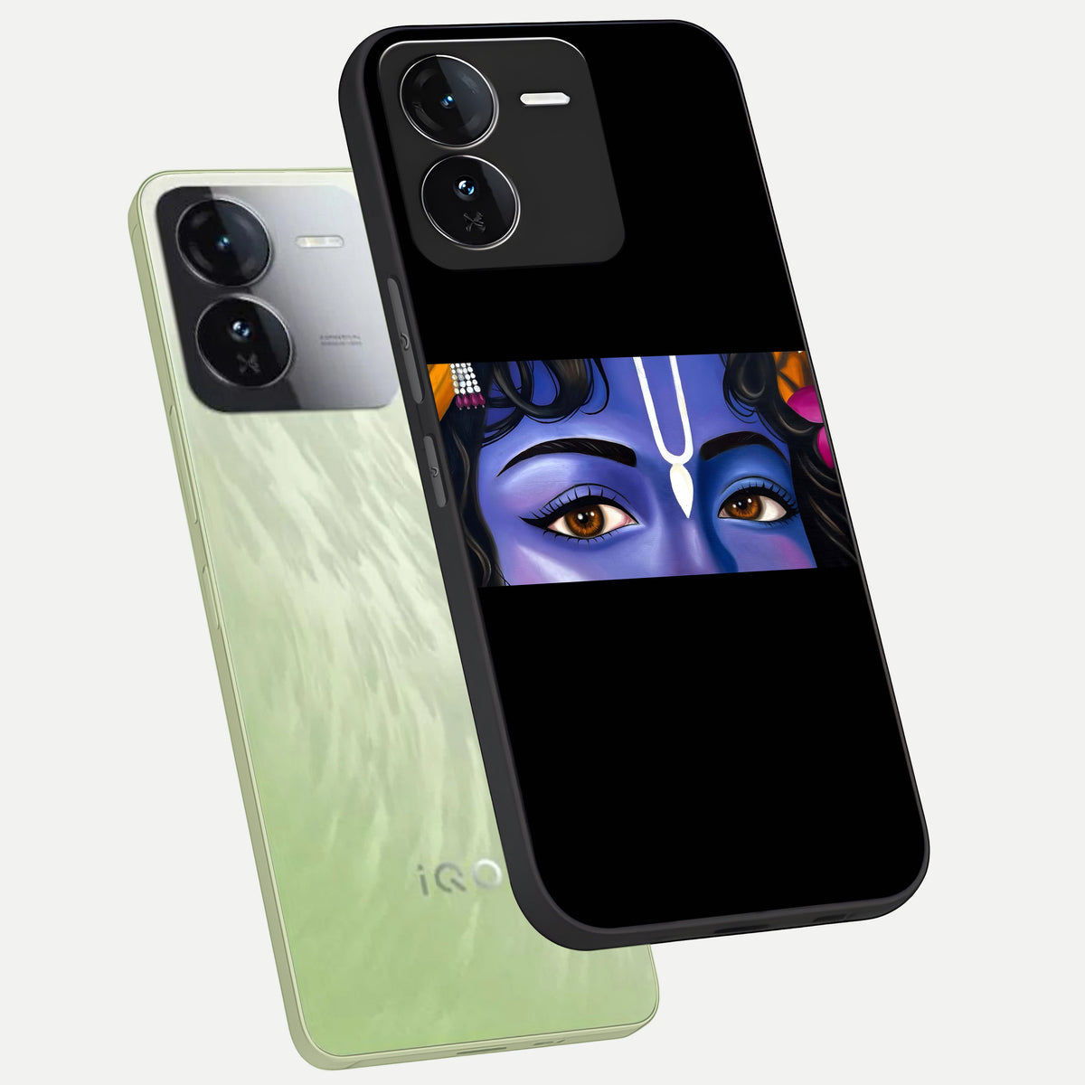  Krishna Eye phone case For iQOO Z9 showing premium glass back cover with detailed artwork