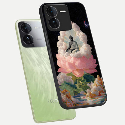  Lotus Divine Peace phone case For iQOO Z9 showing premium glass back cover with detailed artwork