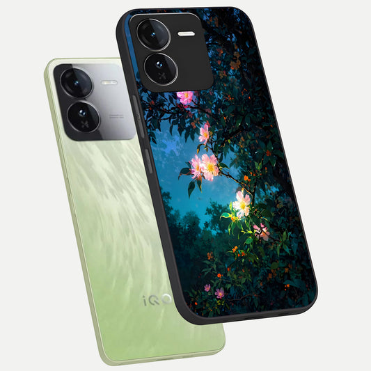  Midnight Bloom Glow phone case For iQOO Z9 showing premium glass back cover with detailed artwork