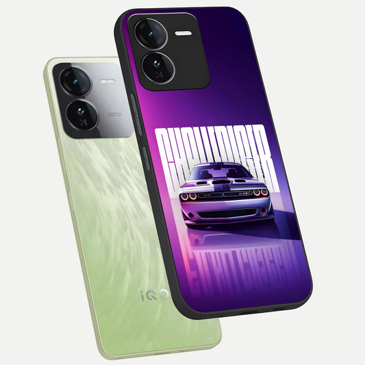  Midnight Muscle Ride phone case For iQOO Z9 showing premium glass back cover with detailed artwork