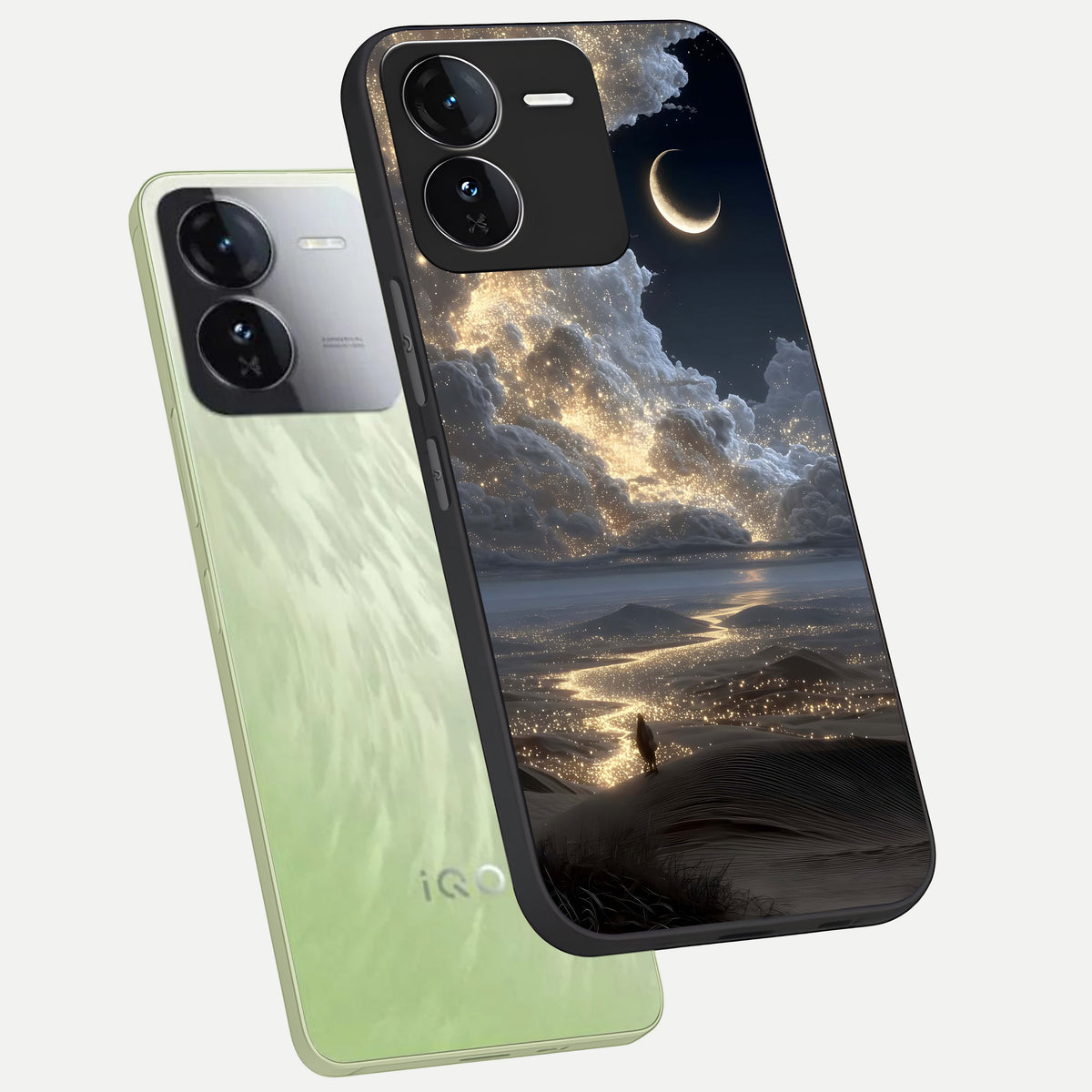  Moonlight Spark Path phone case For iQOO Z9 showing premium glass back cover with detailed artwork