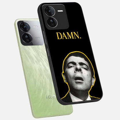  Mr Bean Damn phone case For iQOO Z9 showing premium glass back cover with detailed artwork