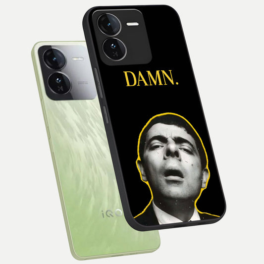  Mr Bean Damn phone case For iQOO Z9 showing premium glass back cover with detailed artwork