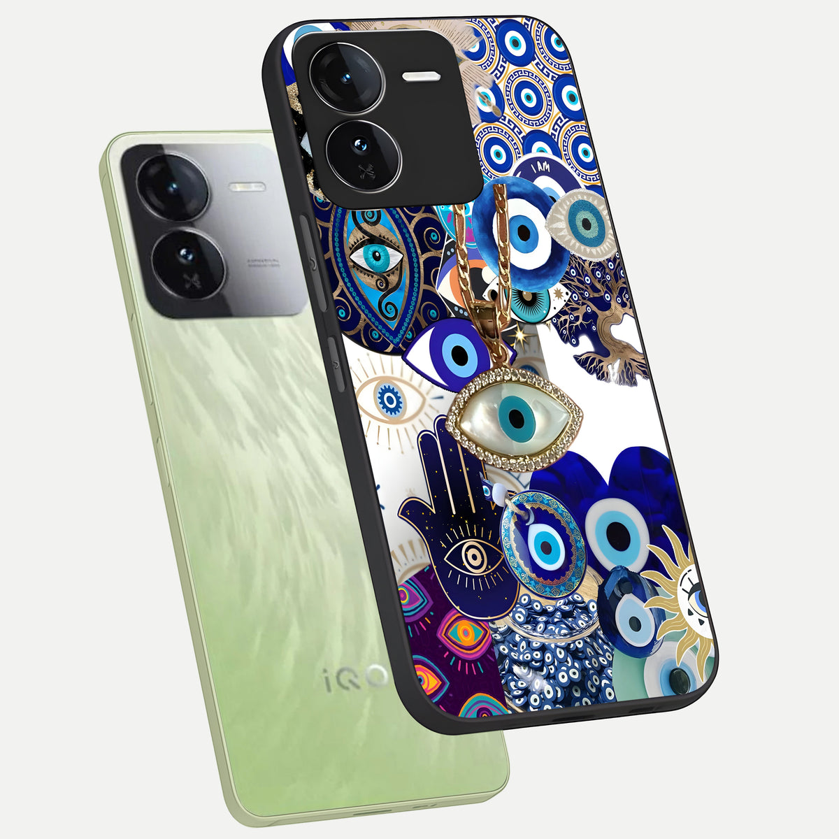  Mystic Charm Eye phone case For iQOO Z9 showing premium glass back cover with detailed artwork