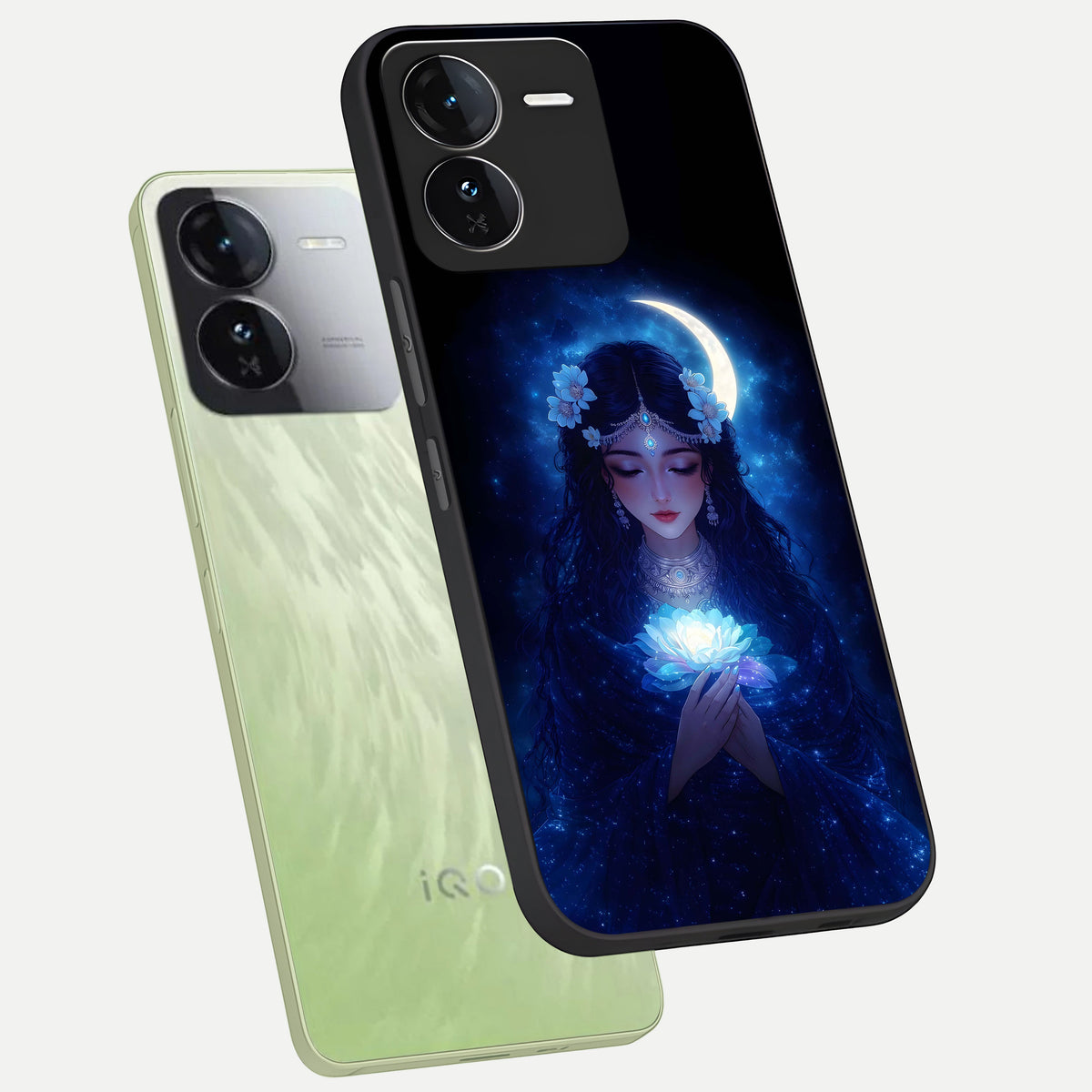  Mystic Moon Queen phone case For iQOO Z9 showing premium glass back cover with detailed artwork
