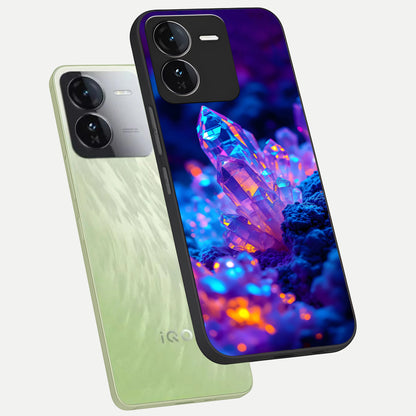  Neon Aura Shards phone case For iQOO Z9 showing premium glass back cover with detailed artwork