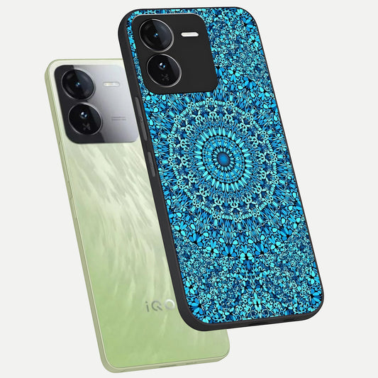  Ocean Bloom Mandala phone case For iQOO Z9 showing premium glass back cover with detailed artwork