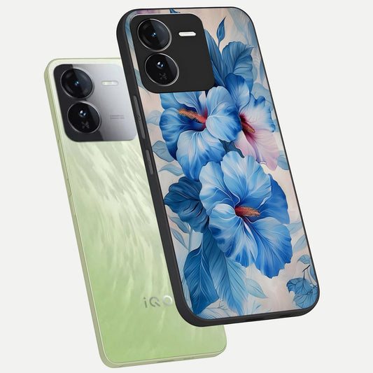  Ocean Hibiscus Grace phone case For iQOO Z9 showing premium glass back cover with detailed artwork