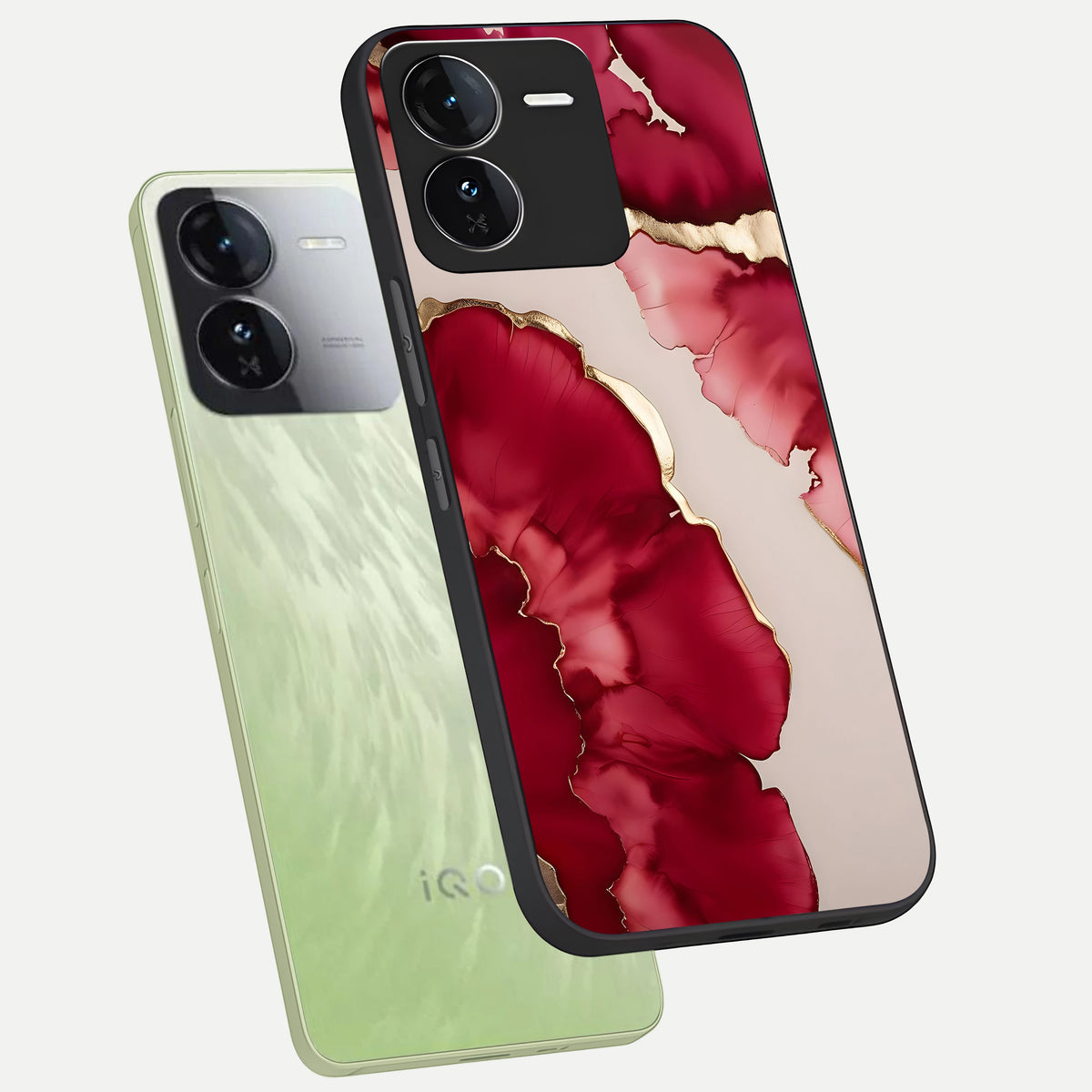  Pink And White Marble phone case For iQOO Z9 showing premium glass back cover with detailed artwork