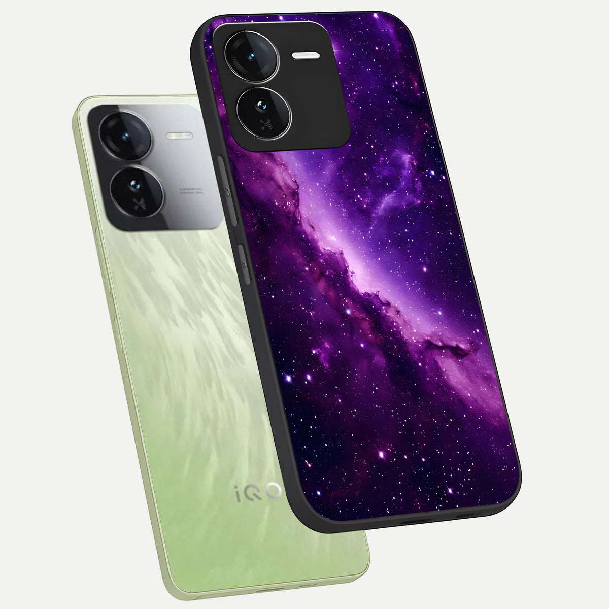  Purple Shade Sky phone case For iQOO Z9 showing premium glass back cover with detailed artwork