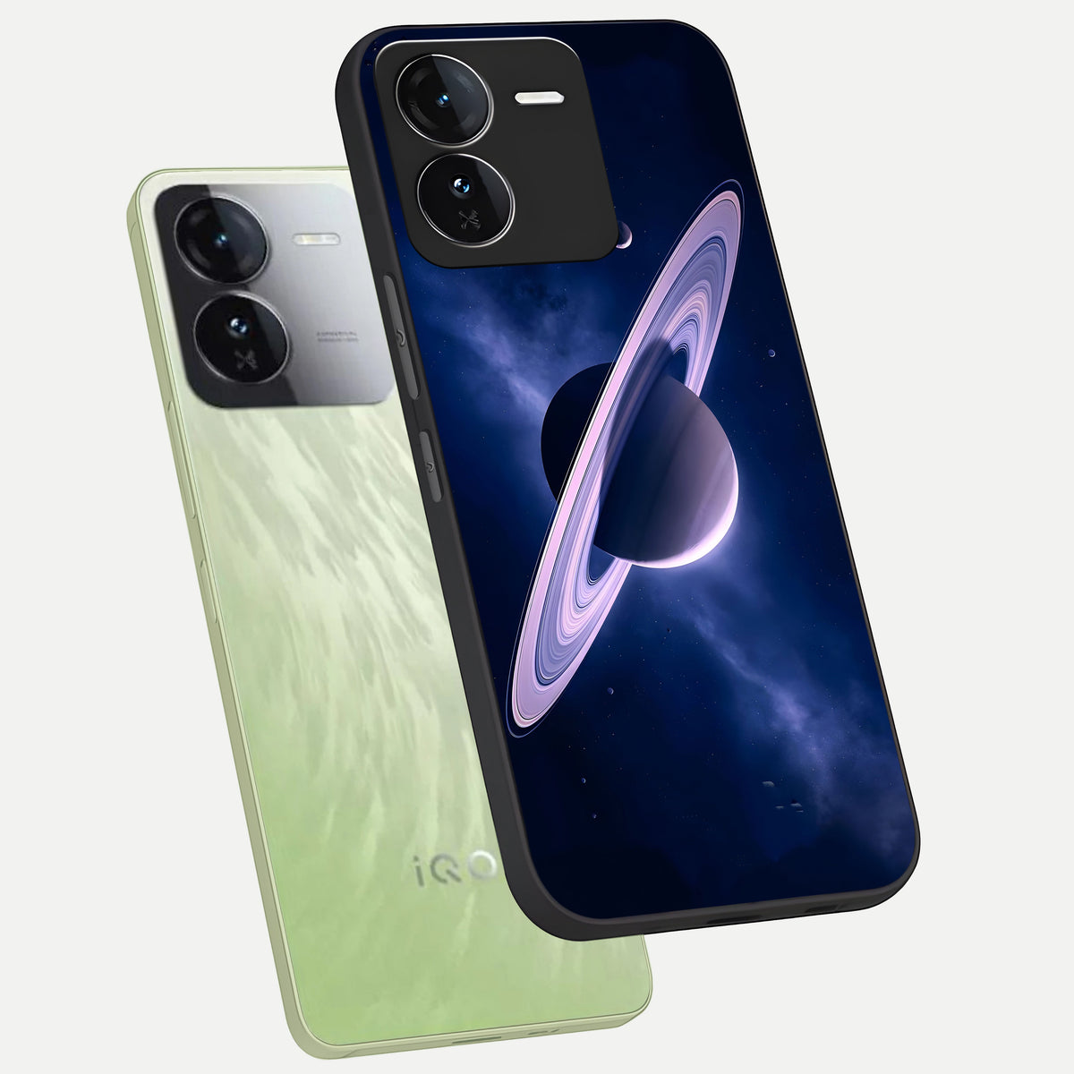  Saturn Ring Mystique phone case For iQOO Z9 showing premium glass back cover with detailed artwork
