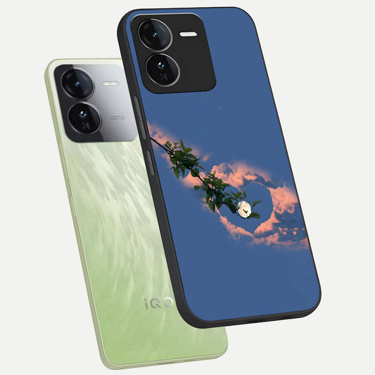  Sky Under Tree phone case For iQOO Z9 showing premium glass back cover with detailed artwork