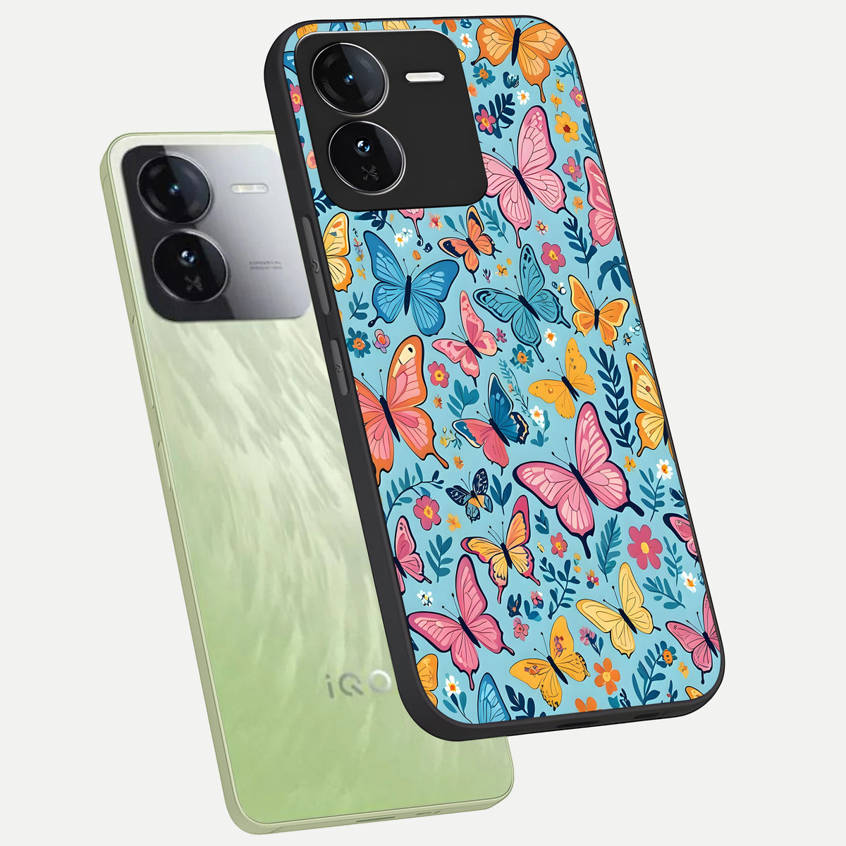  Spring Wing Garden phone case For iQOO Z9 showing premium glass back cover with detailed artwork