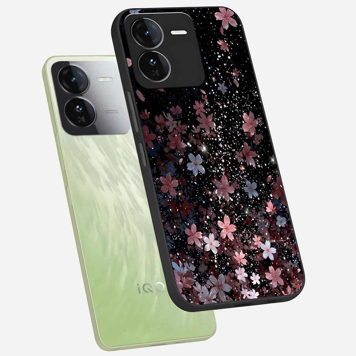  Starlit Flower Dreams phone case For iQOO Z9 showing premium glass back cover with detailed artwork