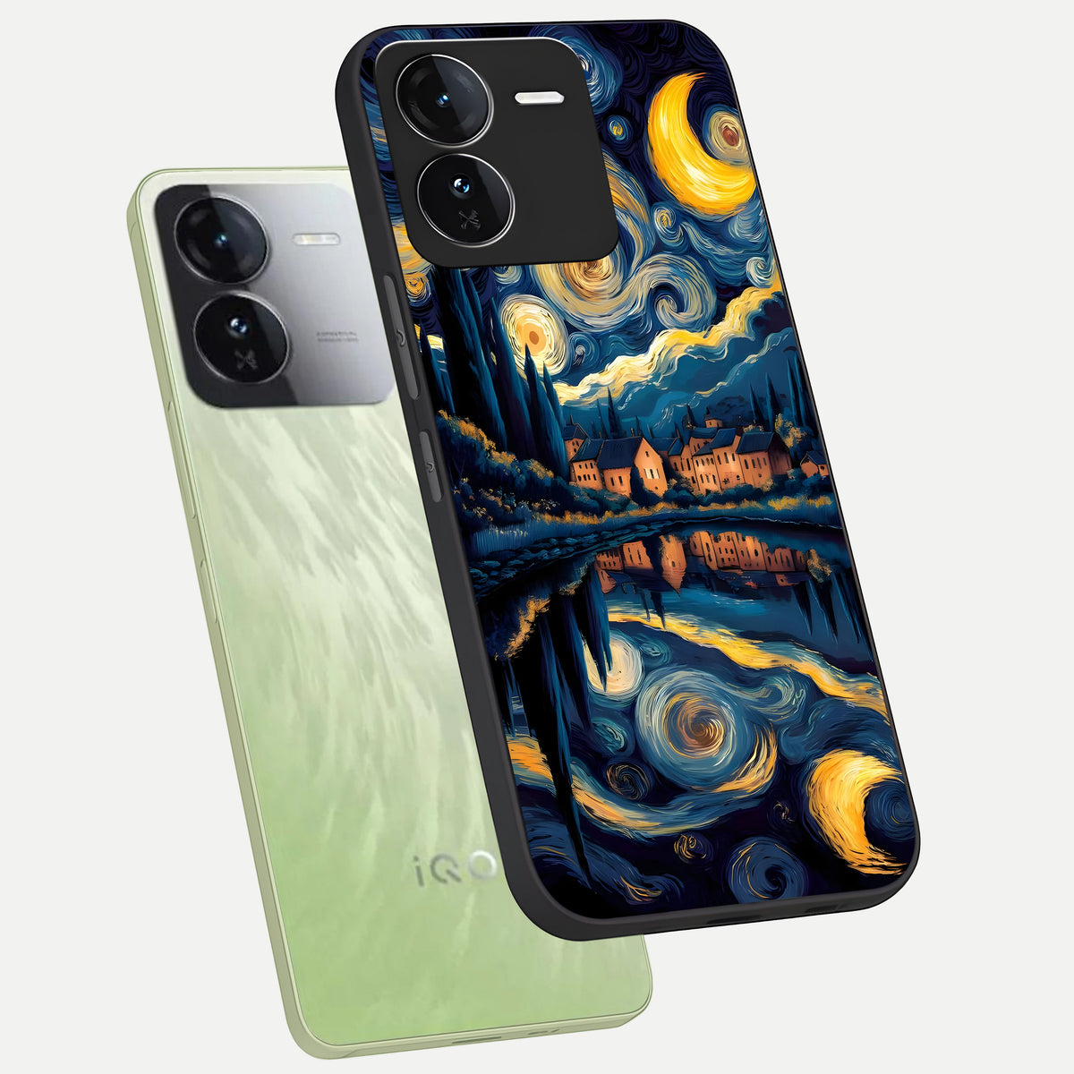  Starry Sky Serenity phone case For iQOO Z9 showing premium glass back cover with detailed artwork