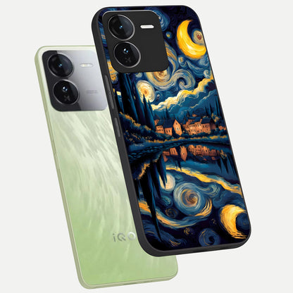  Starry Sky Serenity phone case For iQOO Z9 showing premium glass back cover with detailed artwork