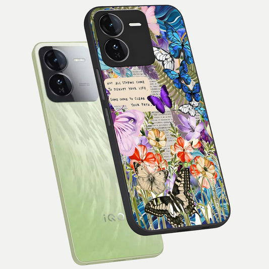 Storm Path Bloom phone case For iQOO Z9 showing premium glass back cover with detailed artwork
