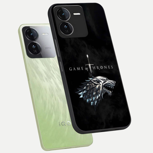  Throne Wolf Legacy phone case For iQOO Z9 showing premium glass back cover with detailed artwork