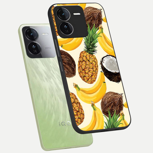  Tropical Fruit Mood phone case For iQOO Z9 showing premium glass back cover with detailed artwork