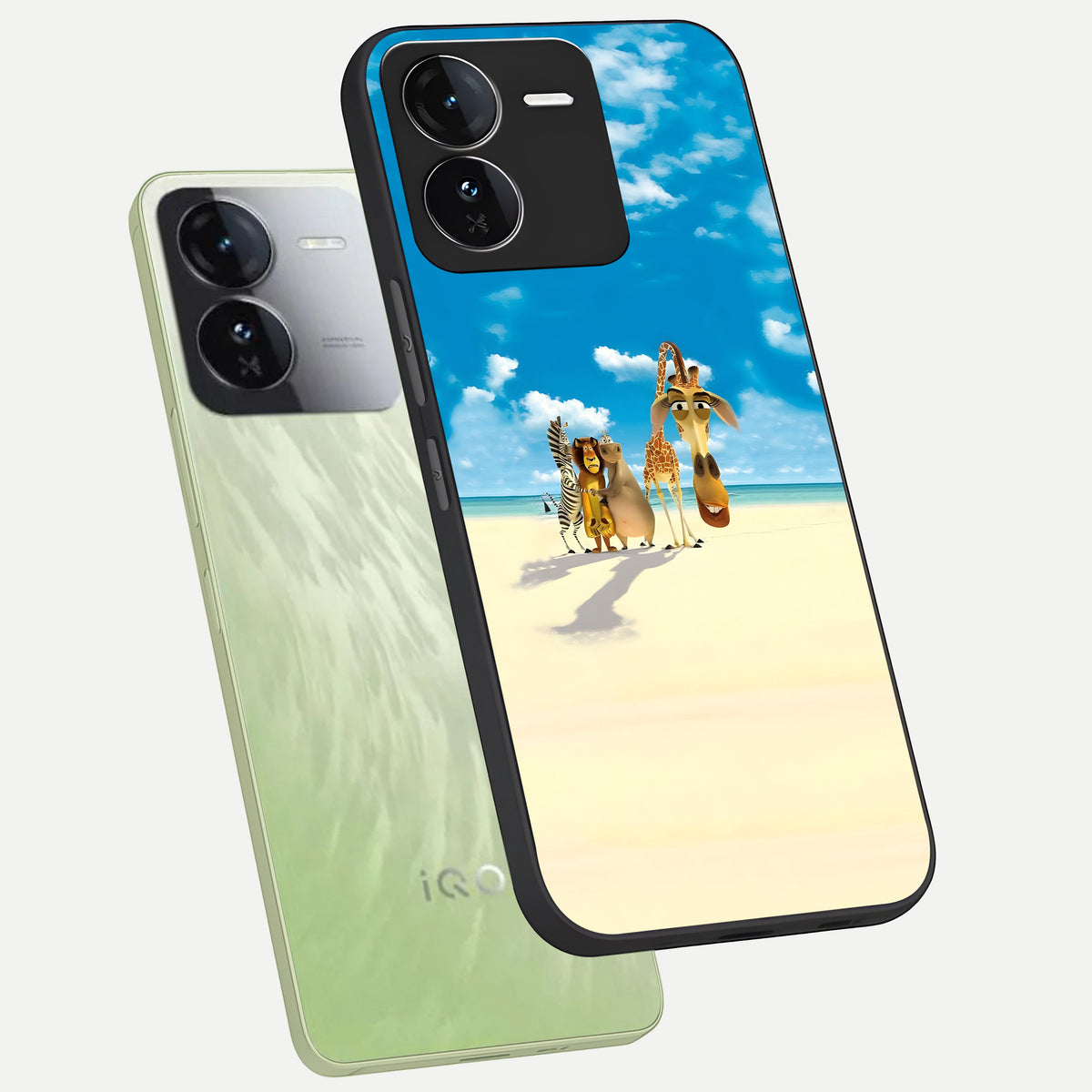  Tropical Fun Squad phone case For iQOO Z9 showing premium glass back cover with detailed artwork