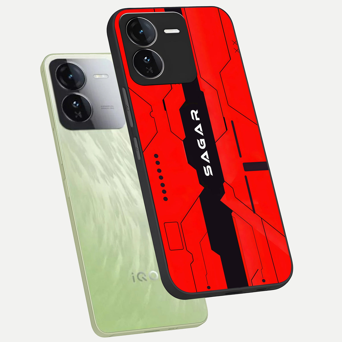 Voltage Rise CYBERPUNK Custom Name phone case For iQOO Z9 showing premium custom name glass back cover