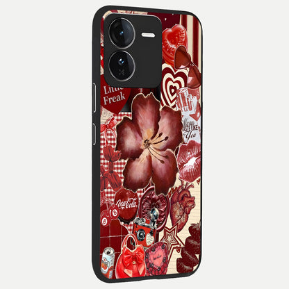  Aesthetic Little Freak back cover For iQOO Z9 slim fit glass case with vibrant aesthetic design