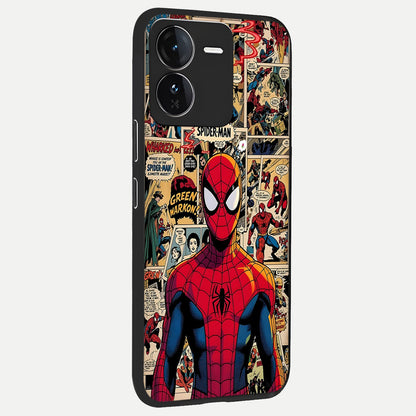 Aesthetic Spider back cover For iQOO Z9 slim fit glass case with vibrant aesthetic design