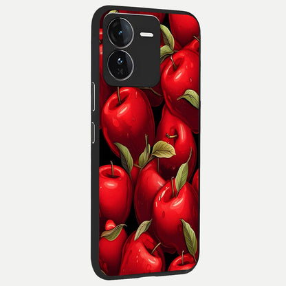  Apple Pattern back cover For iQOO Z9 slim fit glass case with vibrant aesthetic design