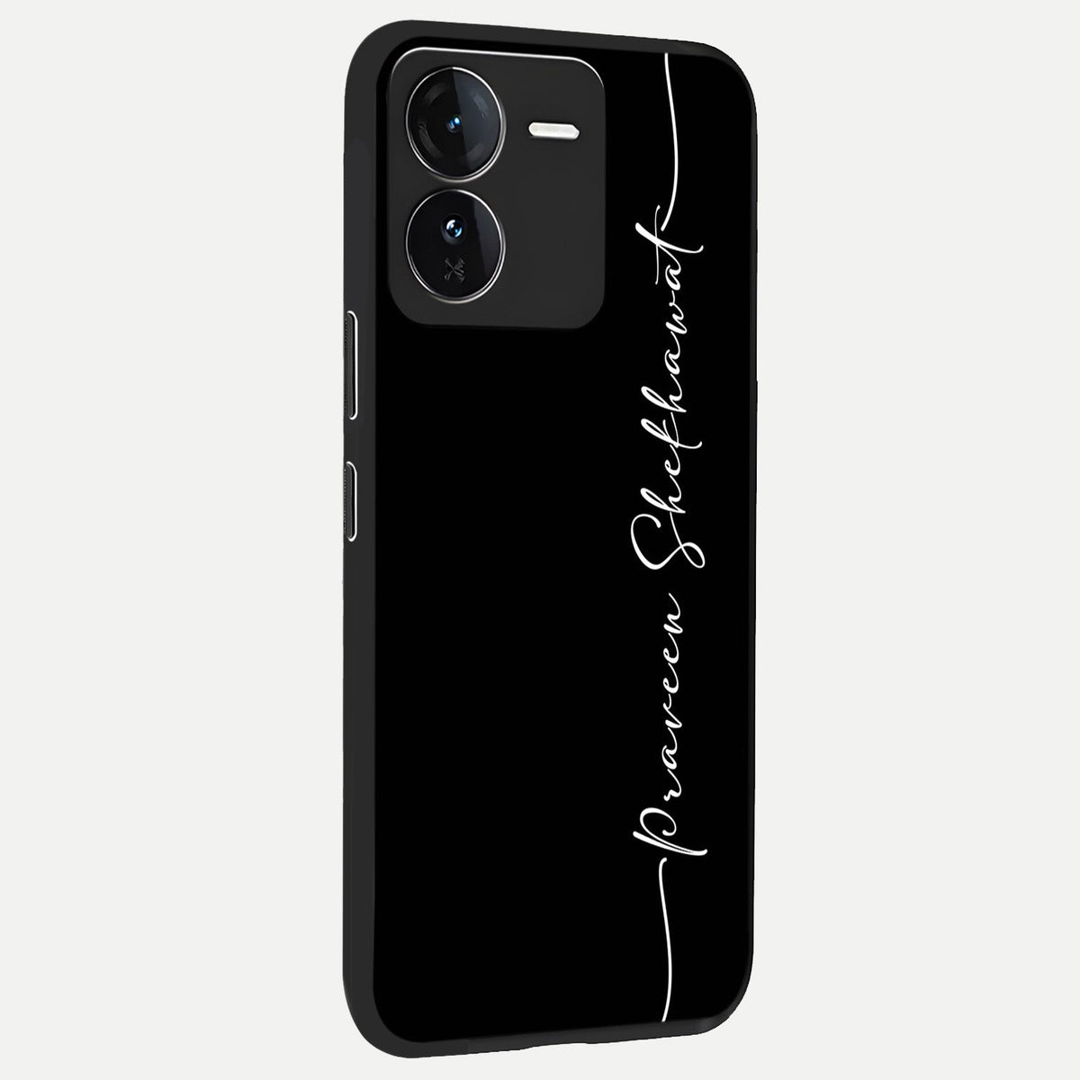 Black Tune Custom Name back cover For iQOO Z9 slim fit glass case with vibrant aesthetic design