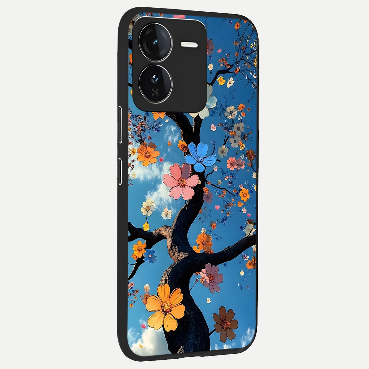  Blossom Dream Sky back cover For iQOO Z9 slim fit glass case with vibrant aesthetic design