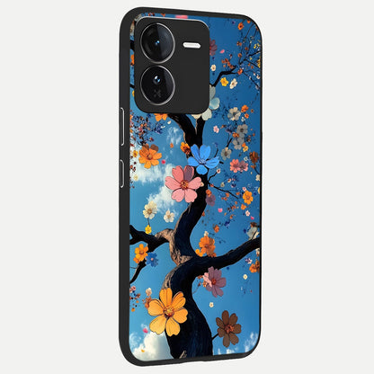  Blossom Dream Sky back cover For iQOO Z9 slim fit glass case with vibrant aesthetic design
