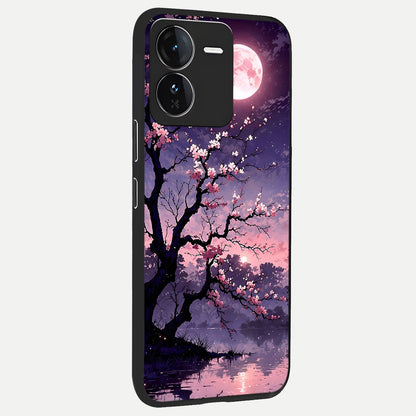  Blossom Pink Moon back cover For iQOO Z9 slim fit glass case with vibrant aesthetic design