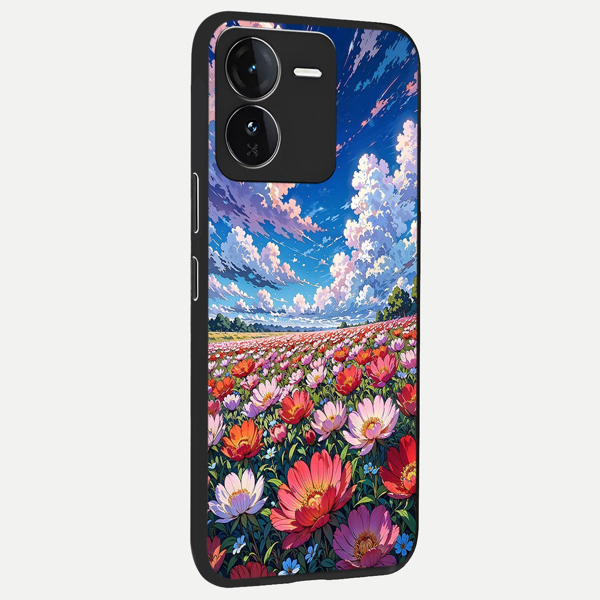  Blossom Sky Field back cover For iQOO Z9 slim fit glass case with vibrant aesthetic design