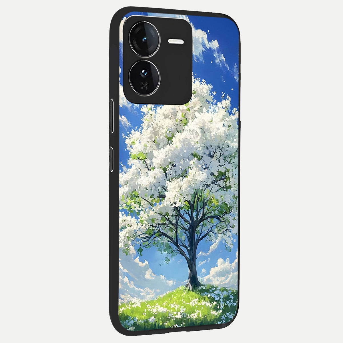  Blossom Sky Serenity back cover For iQOO Z9 slim fit glass case with vibrant aesthetic design