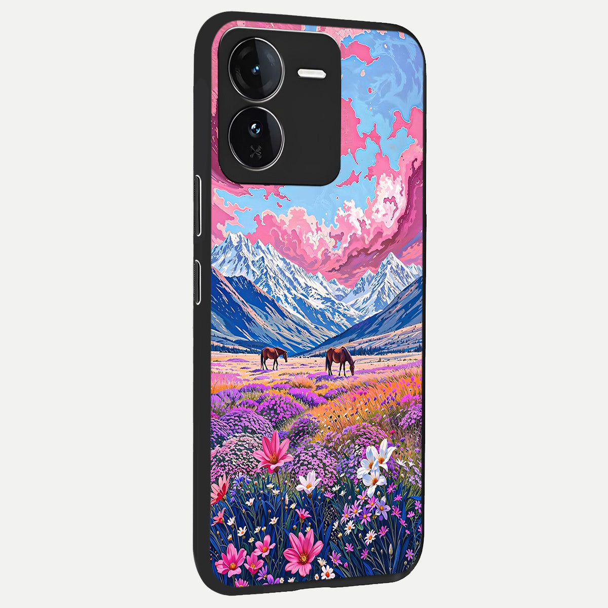  Blossom Valley Dream back cover For iQOO Z9 slim fit glass case with vibrant aesthetic design