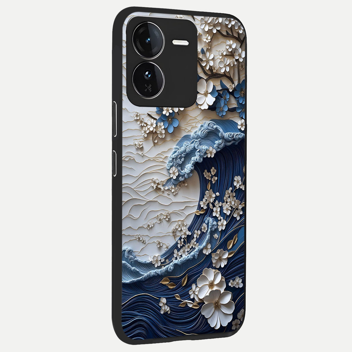  Blossom Wave Art back cover For iQOO Z9 slim fit glass case with vibrant aesthetic design