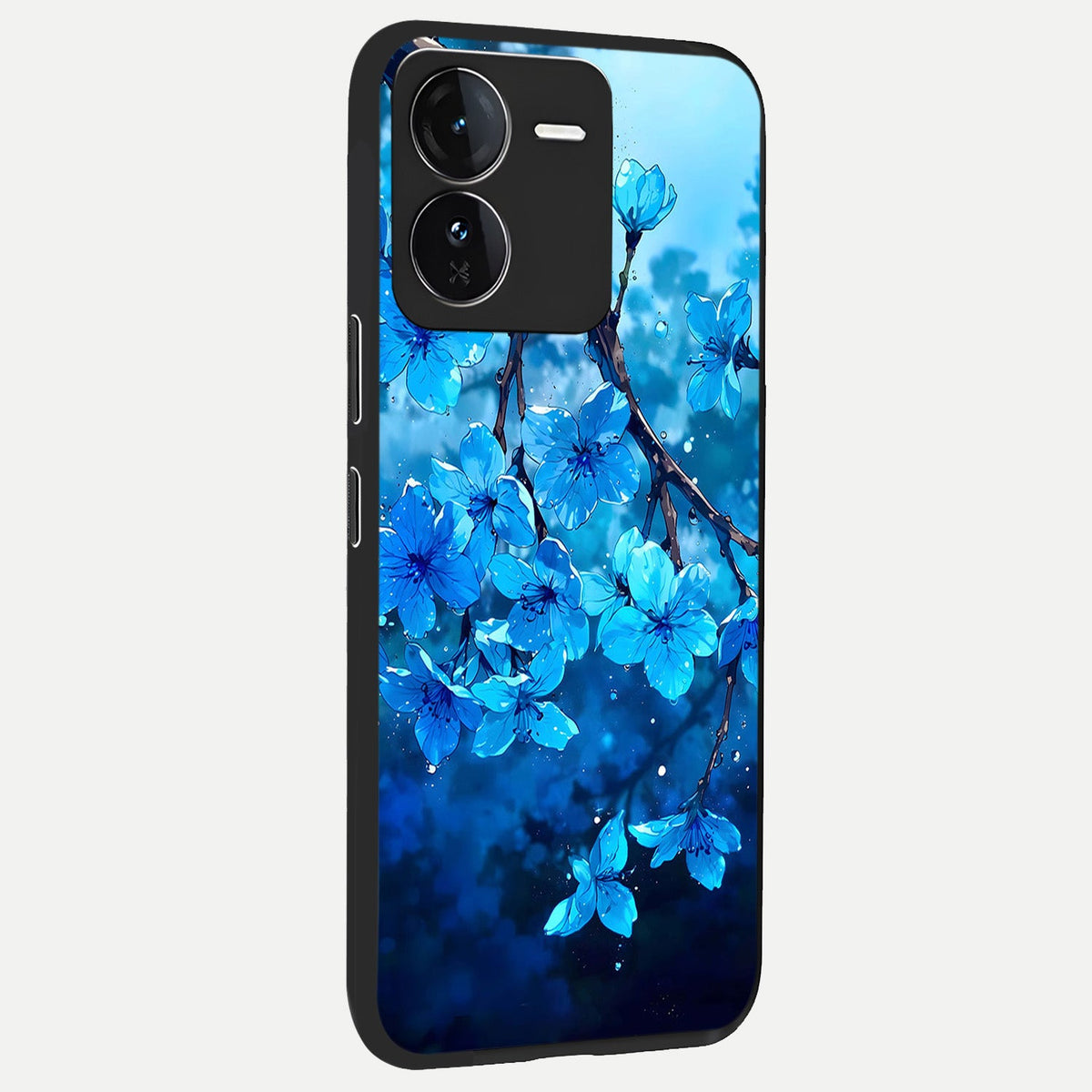  Blue Blossoms Branch back cover For iQOO Z9 slim fit glass case with vibrant aesthetic design