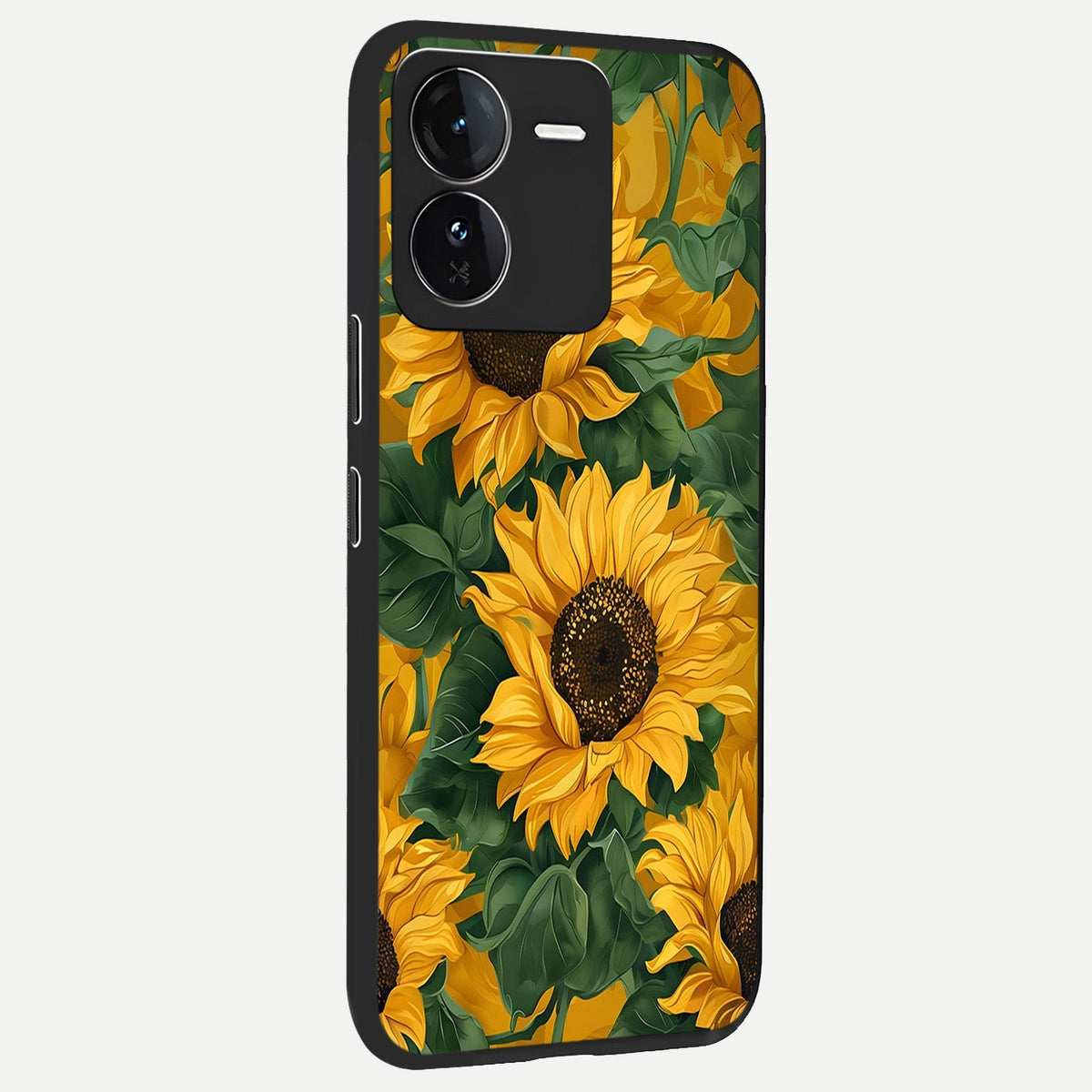  Bright Sunflower Bloom back cover For iQOO Z9 slim fit glass case with vibrant aesthetic design