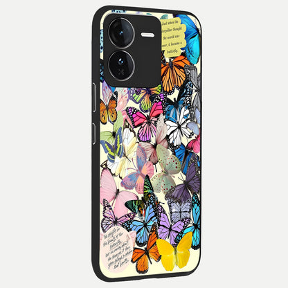  Butterflies Petal Dream back cover For iQOO Z9 slim fit glass case with vibrant aesthetic design