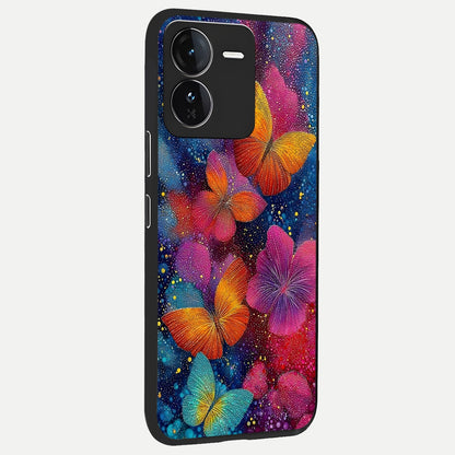  Butterfly Dream Mist back cover For iQOO Z9 slim fit glass case with vibrant aesthetic design