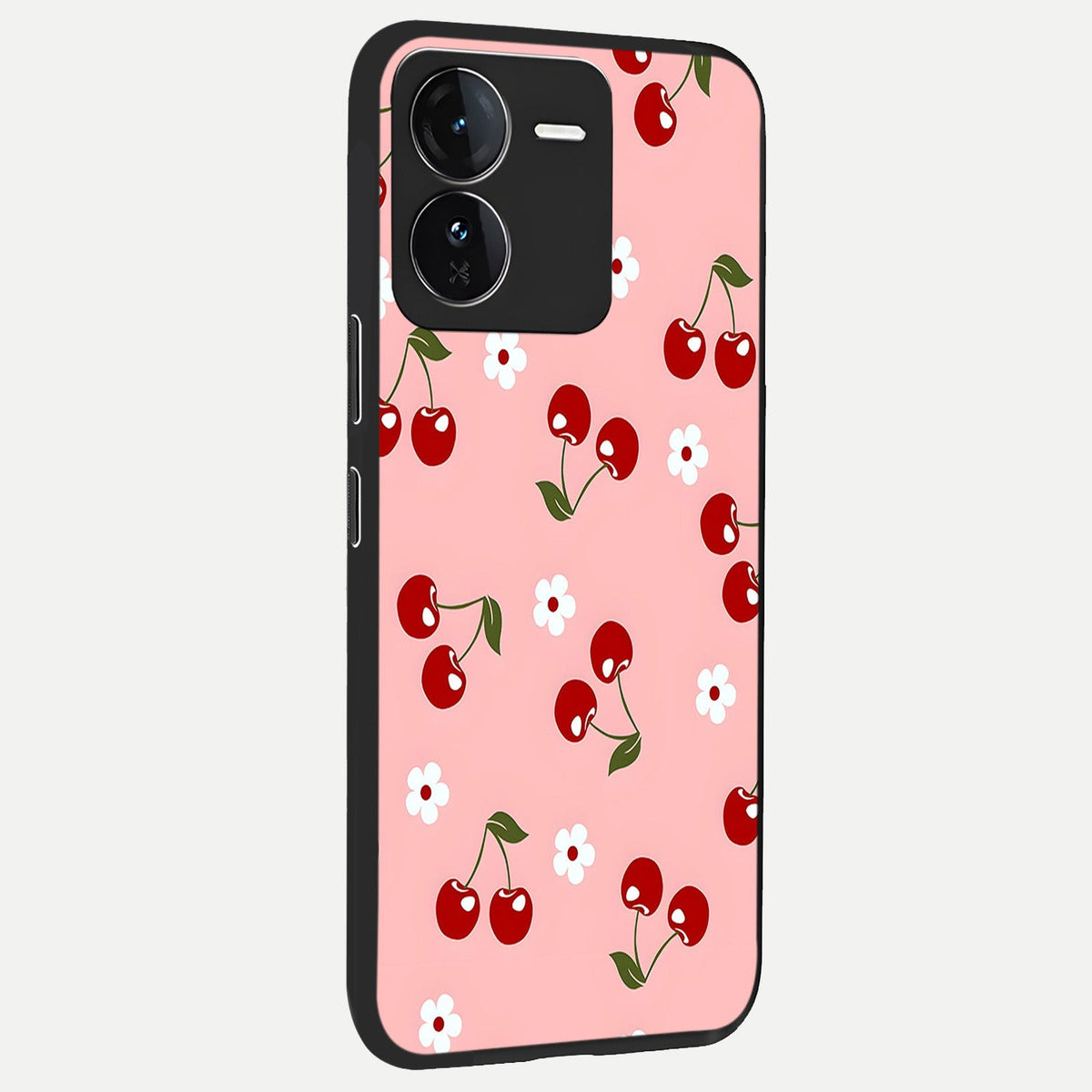  Cherry Love Mood back cover For iQOO Z9 slim fit glass case with vibrant aesthetic design