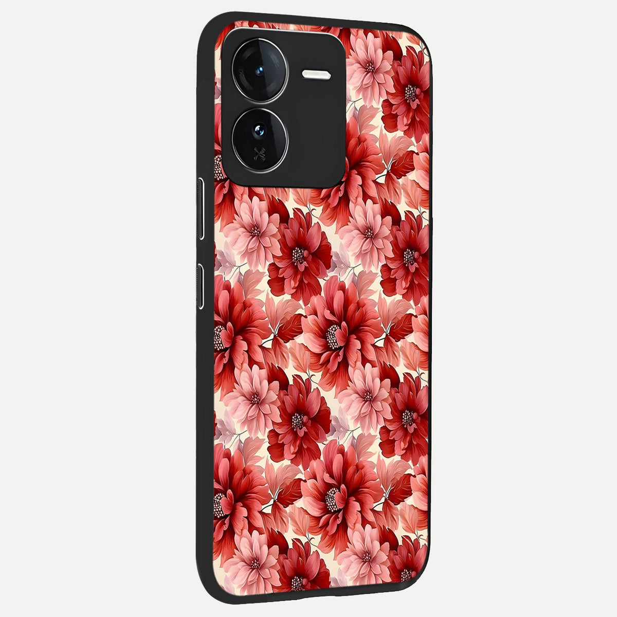  Crimson Love Petals back cover For iQOO Z9 slim fit glass case with vibrant aesthetic design