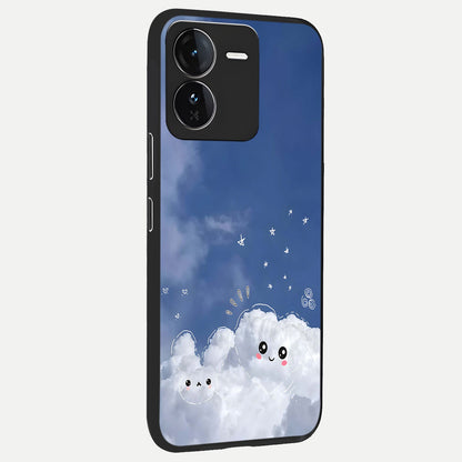  Cute Blossom Cloud back cover For iQOO Z9 slim fit glass case with vibrant aesthetic design