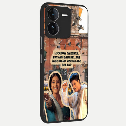  Desi Retro Vibes back cover For iQOO Z9 slim fit glass case with vibrant aesthetic design