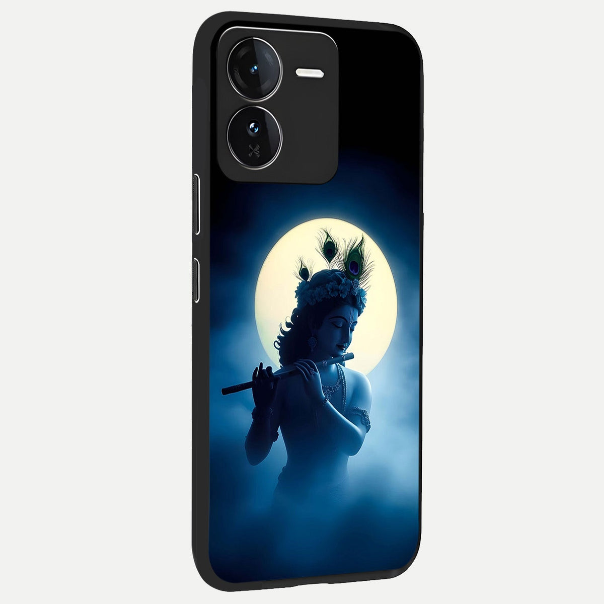  Divine Moon Flute back cover For iQOO Z9 slim fit glass case with vibrant aesthetic design