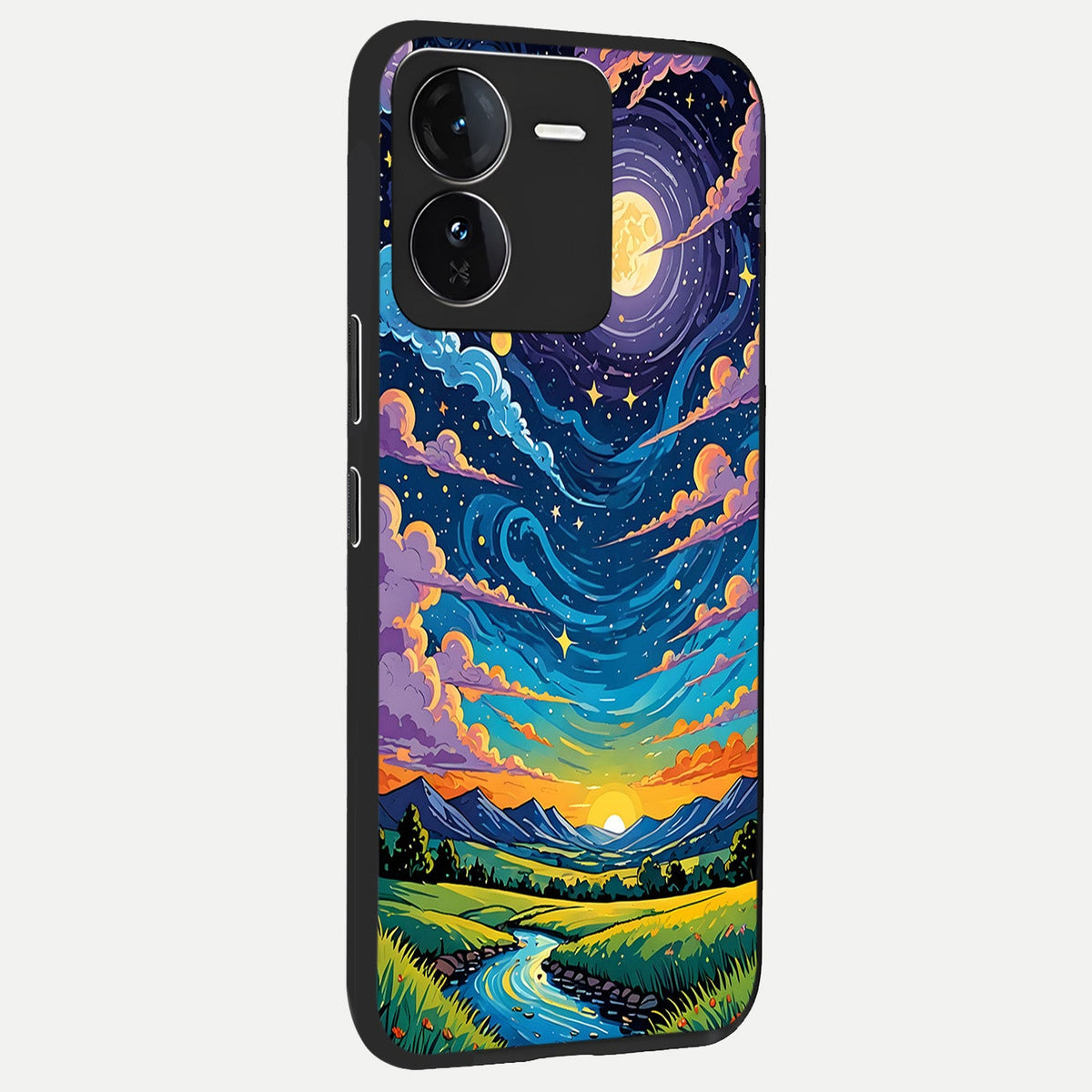  Dreamy Night Landscape back cover For iQOO Z9 slim fit glass case with vibrant aesthetic design