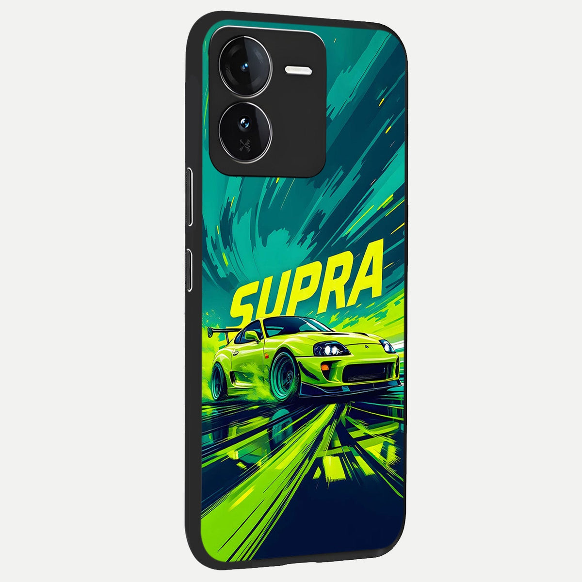  Electric Supra Thunder back cover For iQOO Z9 slim fit glass case with vibrant aesthetic design